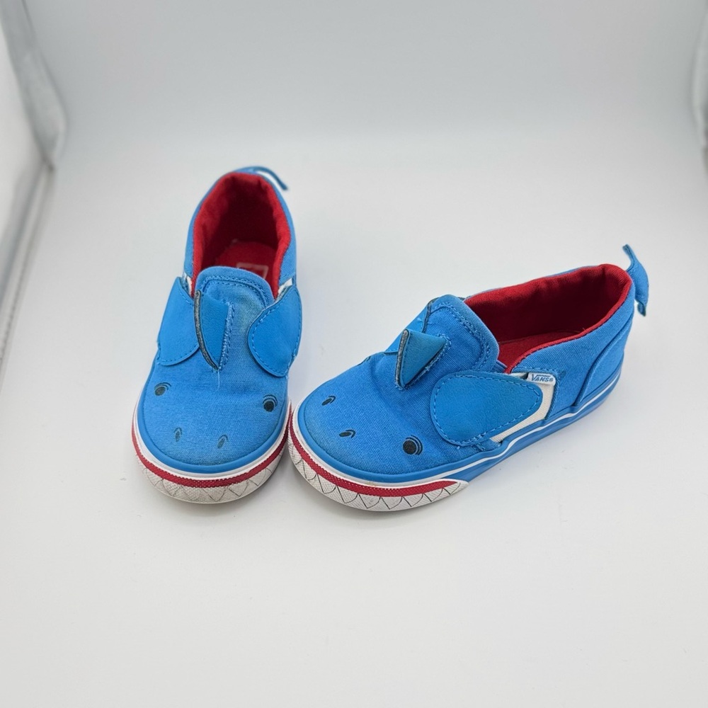 Vans Kids Shark Blue Slip-On Sneakers